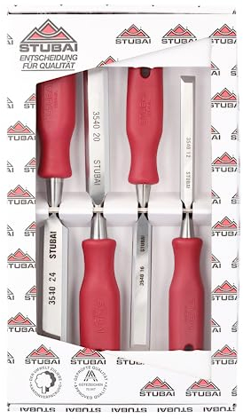 Stubai 354104 Set di Scalpelli con Manico in Plastica, 4 Pezzi