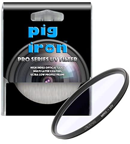 Pig Iron Pro Series - Filtro UV multi-rivestito, filtro protettivo per obiettivo della fotocamera, elemento in vetro Schott B270, 77 mm
