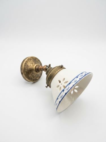Wandleuchte Messing antik Wandleuchte mit Keramik blau