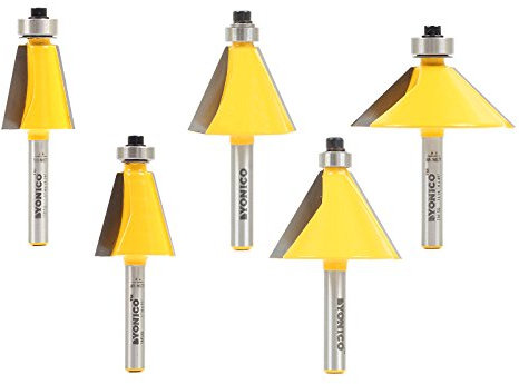 Yonico 13508q 5 Bit Chamfer Edge Forming Router Bit Set 1/4-Inch Shank