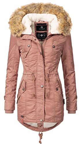Navahoo Damen Wintermantel Warmer Parka lang mit Kapuze La Viva Terracotta Gr. XL