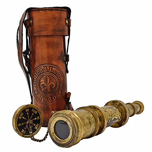 A S Handicrafts A S Kunsthandwerk Antik Messing Teleskop Vintage Scope Marine Sailor-dollond London Spyglass, 40,6 cm Messing Teleskop mit Hohe Auflösung, schöne Deckel und abschließend Commando