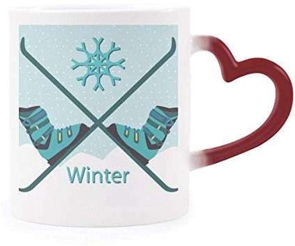 DIYthinker Sport Skischuhe Aquarell Muster Morphing Becher-Hitze-Sensitive rotes Herz-Cup Mehrfarbig