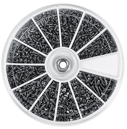 M1 M1.2 M1.4 M1.6 Kit d'assortiment d'écrous pour petites vis 600pcs 12 sortes pour montres, lunettes, électronique, etc.
