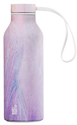 con-tatto Bottle Bottiglia termica con 3 Pareti in Acciaio e Rame - Bevande fredde per 25 ore e calde per 15 ore - Fascia e Tappo Sport Lid inclusi! (Rose Quartz)