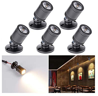 LED Einbaustrahler Set Minispot 5er, 3W LED Deckenstrahler Schwenkbar Deckenspots Mini Einbauleuchte 360 ° drehen Aluminium Displayleuchte Warmweiß für Weinschrank/Schrank/Küche/Wohnzimmer -Schwarz
