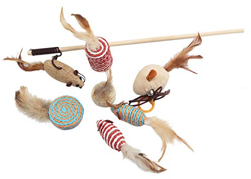 Yowablo 7 Stücke Katzenspielzeug Variety Pack Hundespielzeug Lustige Katze Maus Sisal Baby Katze Liebe Spielzeug Set (7Teile/Satz,Mehrfarbig)