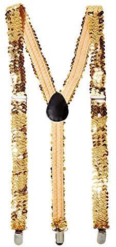 Goldene Pailetten Hosenträger als Kostüm Zubehör