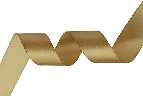 WedDecor Gold Ribbon for Gift Wrapping, 25mm x 25 Metres Double-Sided Satin Polyester Ribbon Roll for Wedding, Christmas, Hair Bow, Crafting, Sewing, Birthday Cake Decoration | Satin Ribbon for Gift Wrapping, Christmas, Wedding, Crafting, Hair Bow, Sewing, Birthday Cake Decoration