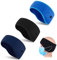 Tusenpy 3 Stück Sport Stirnband für Damen Herren,Warm Fleece Stirnbänder mit Knopf,Winddicht Ohrenwärmer für Ski Joggen Fahrrad Running Motorrad (Schwarz + Dunkelblau + Blau)
