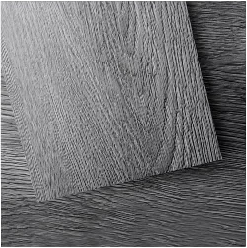 Art3d Kit 36 Piastrelle Viniliche per Pavimento Autoadesive, Superficie Rigida, Nucleo Duro, 5 m² - Grigio Antracite per Casa, Camper, Facile Montaggio