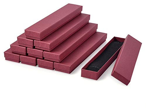 Craftdady 12 x lange, rechteckige schwarze Karton-Boxen für Schmuck, Geschenkbox mit Deckel, Armbänder, Halsketten, Aufbewahrungsboxen für Uhren, Geschenke, Aufbewahrung, Schamottstein, 21 x 4 x 2 cm