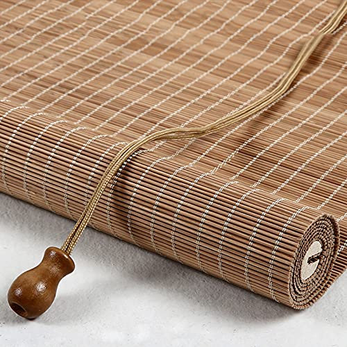 JIAOLUN123 Bamboo Roller Blind Blackout Roller Blinds Curtains Privacy Drape Protection Roman Window Blind Sun Shade Shutter,Door Curtain,for windows and doors,balcony,Patio,Porche (70 x 100 cm)