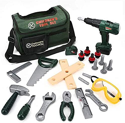 28 PCS Kids Tool Set,Pretend Play Toy with Storage Tool Bag Electric Drill Screwdriver and Accessories,Construction Tools Kits Learning Gifts Educational Toys for Boys and Girls 3 Years +