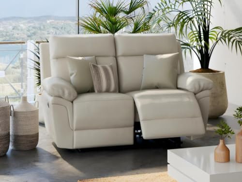 Pakita 2-Sitzer-Sofa Relax aus BÃ Â ÂÂ Ã Â ÂÂ ffelleder - elfenbeinfarben