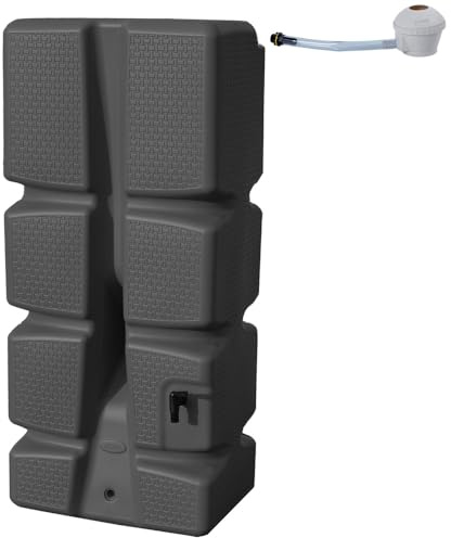 EDA - Récupérateur d'eau RÉCUP'ECO 310 L - Décor Tressé - Kit Collecteur Filtrant Inclus + Robinet - Gris Anthracite