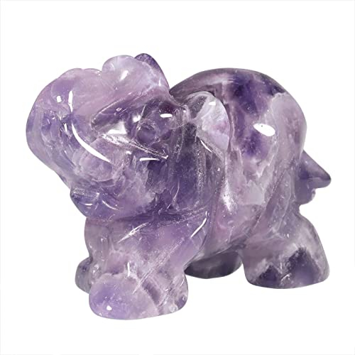 Nupuyai Elefant Figur Edelstein Kristall Glückselefant Heilstein Glücksbringer Elefantenfigur Reiki Fengshui Deko (Amethyst)