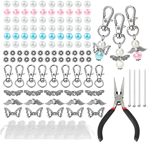 Anyasen Perlenengel Bastelset 60 Stück Engel Anhänger Hochzeit Taufe Anhänger Gastgeschenke Taufe Bastelset Engel Perlen Schutzengel Selber Machen Set Perlenengel Basteln Set mit Organza Säckchen