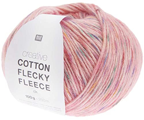 Baumwollmischgarn Rico Creative Cotton Flecky Fleece Farbe 09, bunte Wolle mit farbigen Tupfen zum Stricken oder Häkeln