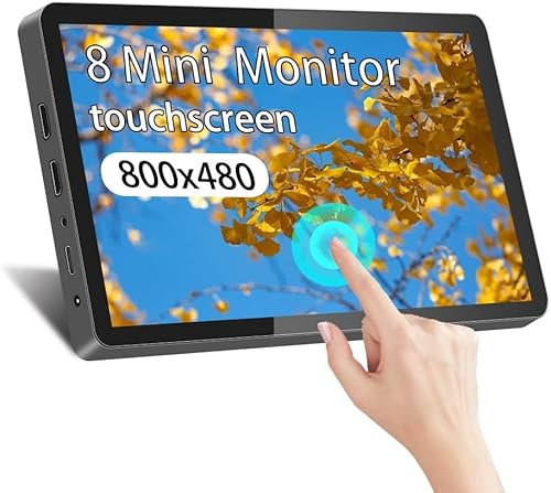 Moniteur Tactile Capacitif Multipoint FHD de 8 Pouces, Moniteur Portable à Angle de Vision Large de 160 ° 1000: 1 HDMI VGA USB Movie Monitor 10W DC12V(EU)