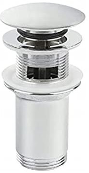VBChome Bonde pop-up universelle G 1 ¼ avec trop-plein chromé pour lavabo de salle de bain - En acier inoxydable Click-Clack - Couvercle en céramique