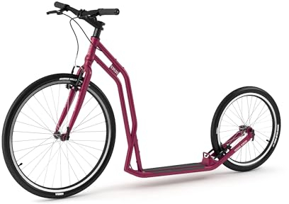 Yedoo S2620 Tretroller - bis 130 kg, Kickscooter mit Luftreifen 26/20 - Big Wheel Roller Scooter für Erwachsene, Dogscooter (Burgundy)