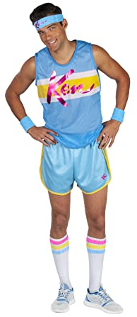 Rubies Ken Herren-Sport-Kostüm, T-Shirt, Hose, Unterhose, Handgelenkbänder und Stirnband, offizielles Mattel, für Weihnachten, Karneval, Halloween, Junggesellenabschiede, Geburtstag Halloween