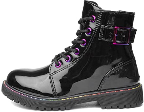 Lilley Girls Black Patent Iridescent Ankle Boot