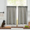 TOPICK Scheibengardine Bistrogardine 2er Set 90Hx63B cm Grau Leinenoptik Fenstervorhang Gardine Gaze Schals Scheibengardinen Halbtransparent Fensterschal Küche Wohnzimmer Landhaus