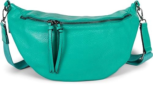 styleBREAKER Women's Half Moon Crossbody Shoulder Bag, detachable adjustable shoulder strap, solid color handbag 02012386, Colour:Aqua Green
