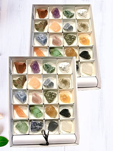 Steinfixx - Premium Mineralien Sammlung | 20 Rohsteine | Heilsteine | Edelsteine | Schmucksteine | je 25-50 mm | mit Beschreibung (Set 2 Stück)