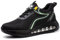 OBQcare Arbeitsschuhe Herren S3 Leicht Sicherheitsschuhe Stahlkappenschuhe Damen rutschfest Atmungsaktiv Sportlich Arbeitsturnschuhe Komfort Trekkingschuhe Schwarz Grün