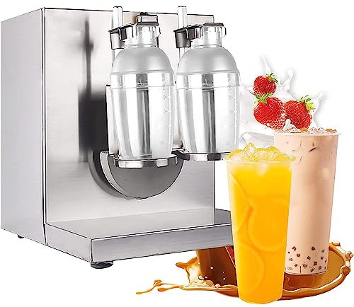 PACUM Double-head Milk Shaker Machine, Automatic Milk Tea Shaker Machine, 360° Rotating Double Head Shaking Drinks 340r/min, for Bubble Tea Juice Coffee Milk Wine Cocktail