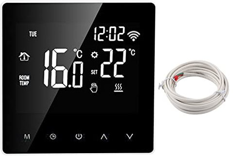 Termostato Inteligente, ME81H Smart WIFI LCD Termostato Calefacción de Suelo de Agua Caldera de Pared Termostato de Calefacción de Suelo Eléctrico para Tuya AC230V (botón blanco trasero blanco 16A)