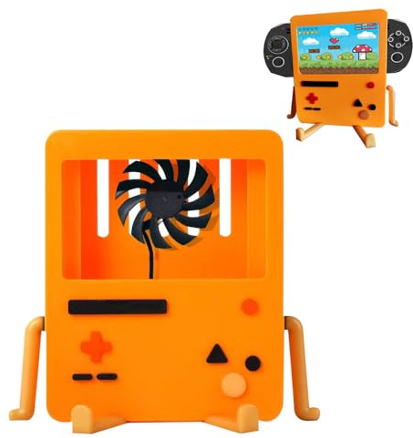 TOTITOM Cartoon Cute Games Protective Hard Cover Case for Switch Console Control Game Console Cover Protective Shell for Switch Portable Video Game Stand Holder Accessory Cooling Fan - Orange