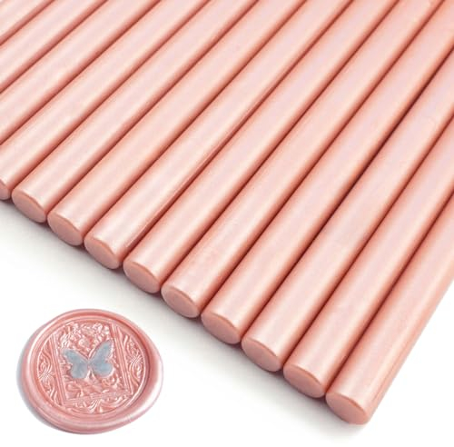 Zifospy 26-teilige 7mm Mini Siegelwachs Sticks für Klebepistolen – Elegante Versiegelung für Hochzeitseinladungen, Grußkarten, Weinflaschen & DIY-Bastelprojekte(Roségold)