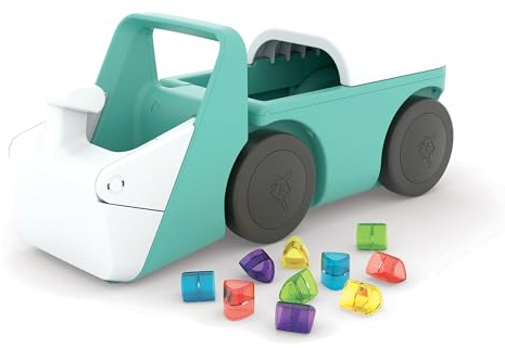 Chillafish Blockie 4-Rad-Rutscher für Kleinkinder, Aufräum- und Spiel-Funktion, inklusive 10 Bunte Bauklötze, Lernspielzeug zur Förderung von Motorik und Gleichgewicht CPBL01MIN