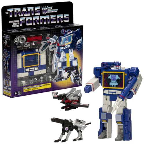 Transformers Spielzeug Retro 40. Jubiläum Soundwave, Laserbeak & Ravage Action-Figuren, Schwarz, Lila, Grau, Rot, Gelb