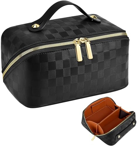 Make Up Bag, Cosmetic Bag, Make Up Tasche, Reise Kosmetiktasche, Kulturbeutel Damen, Kulturtasche Damen, Tragbare Reise Make Up Tasche, Kosmetiktasche Klein, Geeignet für Damen (Schwarz)