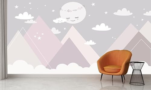 Audace Liberté Papier Peint Panoramique fille de dessin animé roseSoie 355×250 cm Papier Peint 3D Géant Salon, Chambre, Salle à Manger, Chambre d'Enfant Décoration Murale