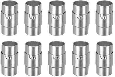 QUARKZMAN Lederkordel-Endkappe, 10 Stück 8mm Loch Leder Magnetverschlüsse, Kordel-Endkappen Verschlüsse Leder Kordel Schnalle für Schmuckherstellung DIY Zubehör Basteln, Silber