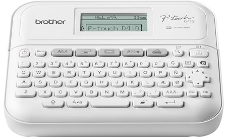 Brother PT-D410 Versatile Desktop Label Printer | P-Touch Desktop Labeller | | QWERTY Keyboard | Highly durable labels up to 18mm wide, UK Plug