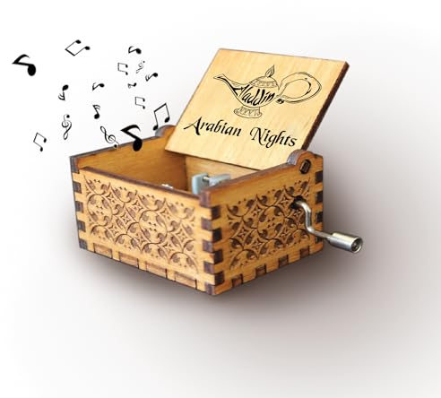 Melodiebox: Aladdin- Arabian Nights Arabische Nächte Holzspieluhr mit Handkurbel Spieluhr Musicbox Hand gekurbelt Neu