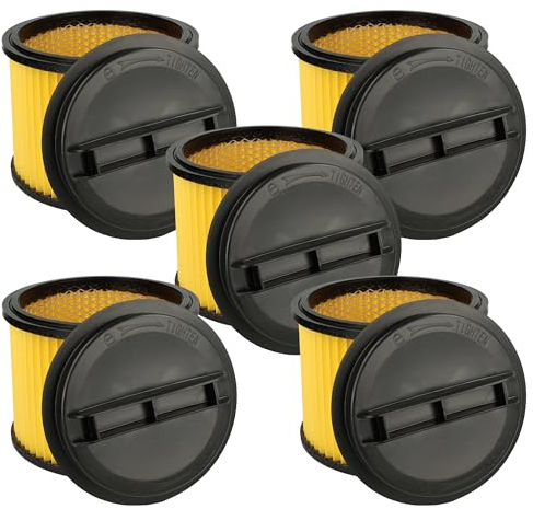 vhbw 5X Faltenfilter kompatibel mit Einhell TE-VC 2230 SACL, TE-VC 2238 SACL, TE-VC 2350 SACL, TE-VC 2340 SA Staubsauger - Patronenfilter Gelb Schwarz