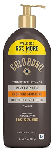 Gold Bond Men's Essentials Everyday Moisture Daily Body & Hand Lotion with Vitamin C, Formulated for Men's Dry Skin, Value Size, 24 oz.