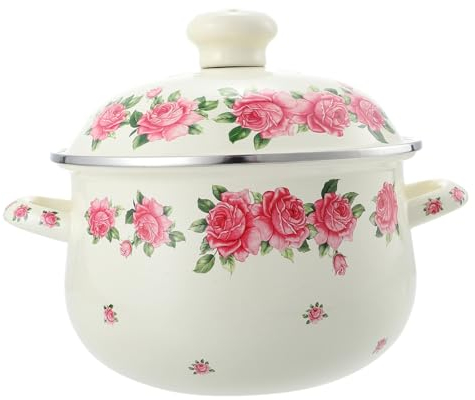 Zerodeko Olla De Guiso De Enamel Antiadherente Asas y Tapa Para Cocción De y Guisos Rosa Compatible Cocinas De Inducción