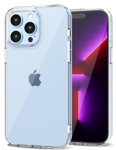 LoeoeL for iPhone 13 Pro Case Clear, Transparent Hybrid 13 Pro Phone Case [Hard Plastic & Soft Silicone Bumper] Acrylic Non Yellowing Thin Slim Protective Cover for Women, Crystal Clear