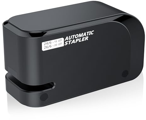 Automatic Stapler - Compatible with 24/6 and 26/6 Staples - Electric Stapling for Office and Home - 25-Sheet Capacity - Battery or USB Powered
