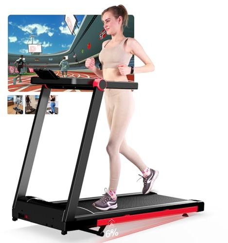 Superun Treadmills for Home Foldable with 6% Incline,16km/h,112x42cm Large Running Area,158KG Capacity Folding Treadmill,2573W Motor Running Machines for Home with APP Control,Door to Door Delivery
