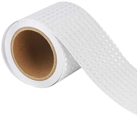 SUPAWAY Nastro cartelli stradali nastro Nastro riflettente sicurezza dei pericoli Nastro luminoso adesivo per biciclette, motocicli, passeggini, caschi, auto, zaini e abbigliamento (10cm x 10m,Bianco)